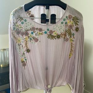 Lilac embroidered Free People Blouse